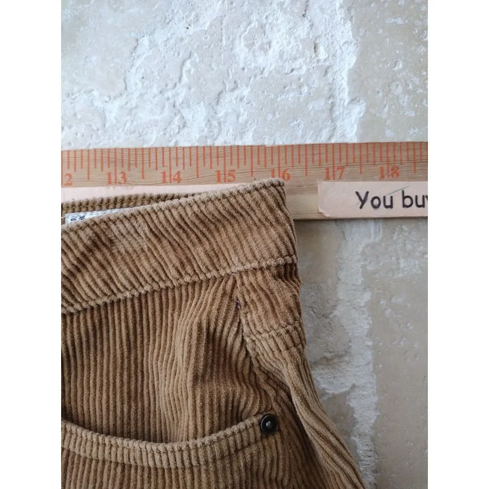 INDIGO REIN Mini Skirt Women Junior 11/29 Golden Tan Corduroy Button Fly Cut Off